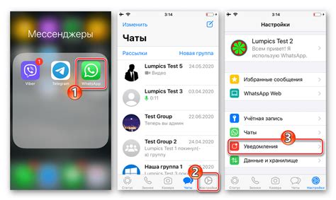 Проверка уведомлений в WhatsApp на iPhone