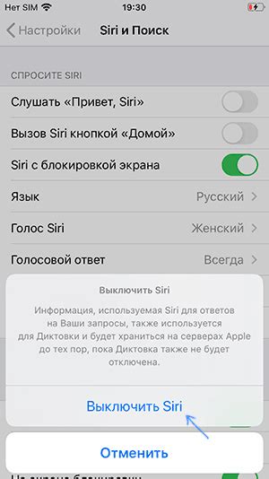 Процедура отключения Siri на iPhone