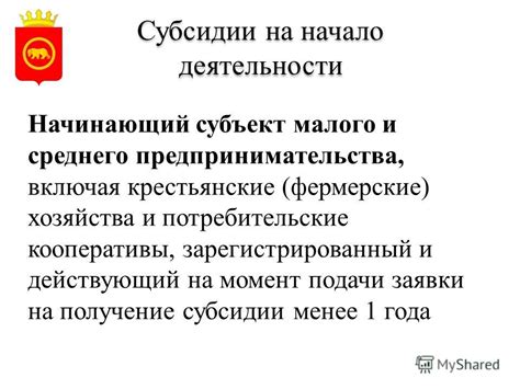 Процедура подачи заявки на получение субсидии