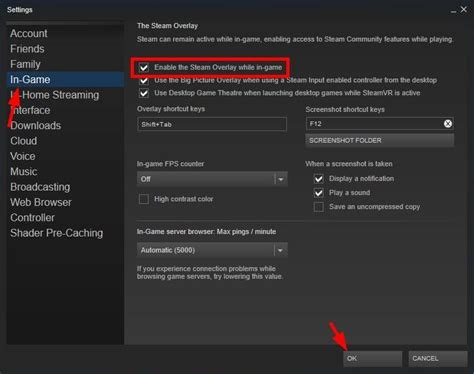 Процесс отключения Steam Overlay в конкретной игре