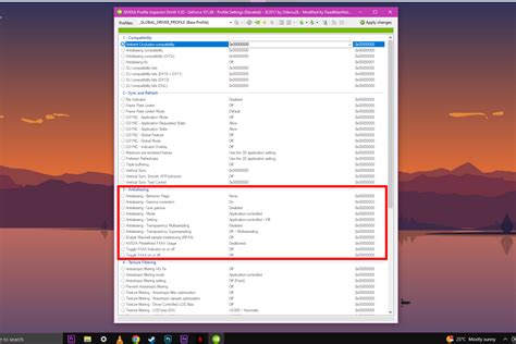 Работа с передовой настройкой antialiasing в NVIDIA Inspector