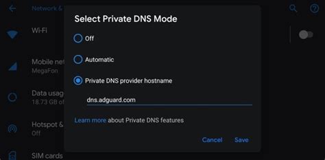 Работа частного DNS в мобильной сети