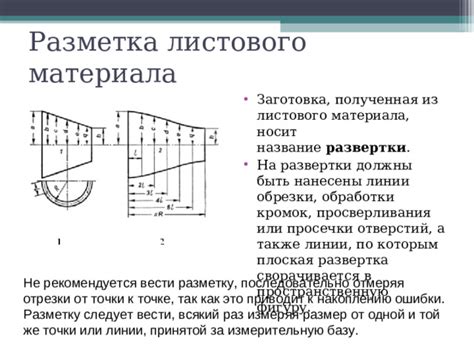 Развертка и нарезка основного материала