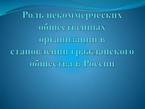 Развитие гражданского общества и некоммерческих организаций