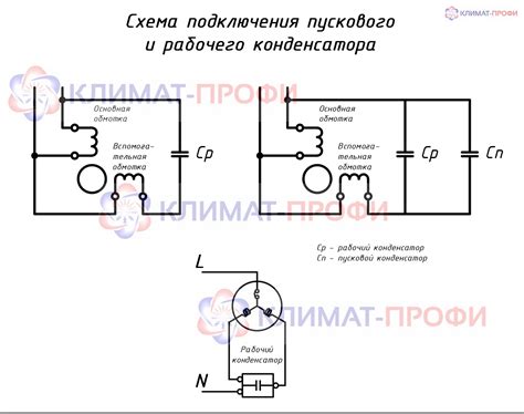 Различные способы подключения пускового конденсатора