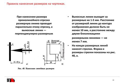 Размеры и углы стрелок