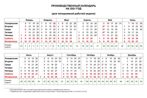 Расписание работы на 2021 год