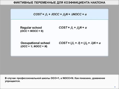 Рассчет коэффициента наклона