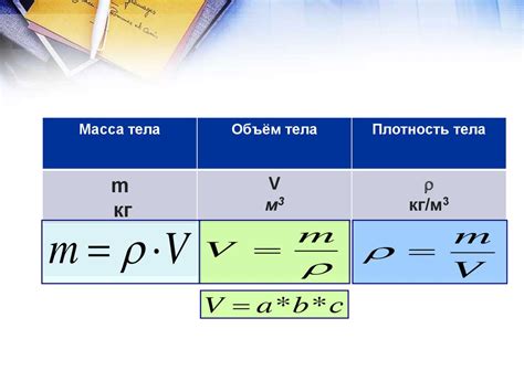 Расчет массы воздуха по объему