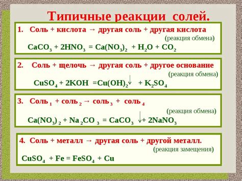 Реакции солей