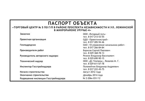 Рекомендации по подготовке документов для получения паспорта объекта