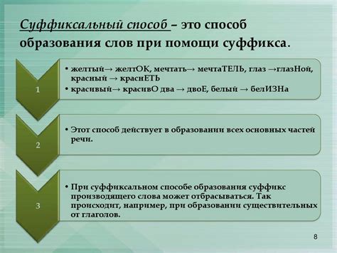 Роль суффикса в образовании слов в русском языке