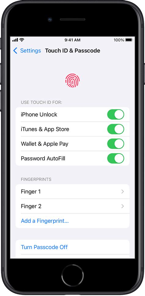 Сброс Touch ID в Apple Pay