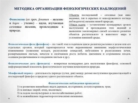 Советы по организации фенологических наблюдений