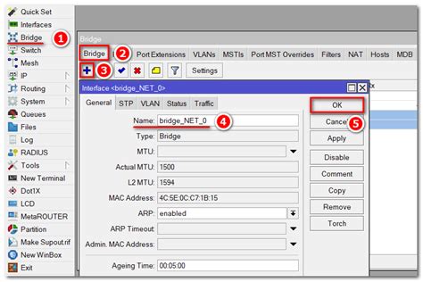 Создание и настройка bridge в MikroTik Winbox