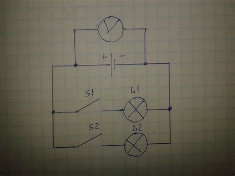 Создание электрической схемы для соединения двух ламп
