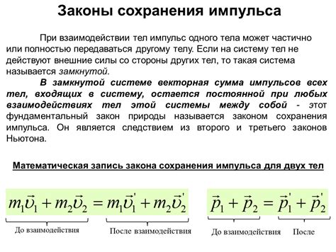 Сохранение импульса системы при взаимодействии