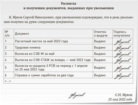 Список документов при увольнении