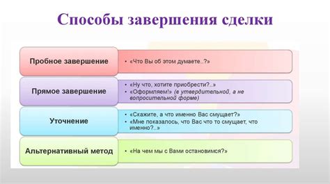 Способы эффективного завершения сделки