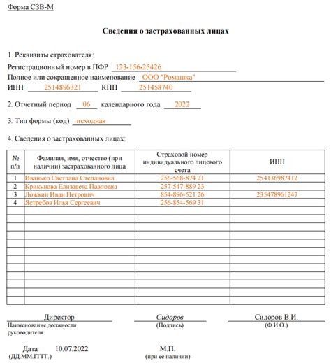 Сроки и порядок предоставления формы СЗВ-М