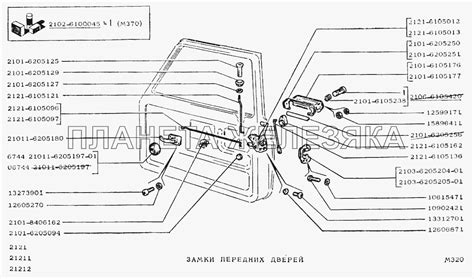 Схема замка двери ВАЗ 2121