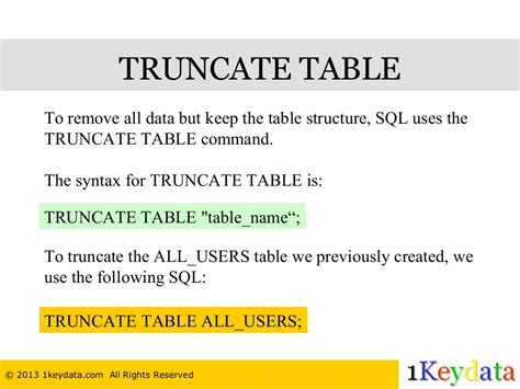 Удаление данных с использованием операторов DELETE и TRUNCATE