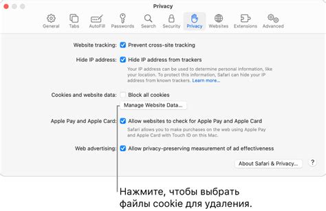 Удаление cookie в Safari