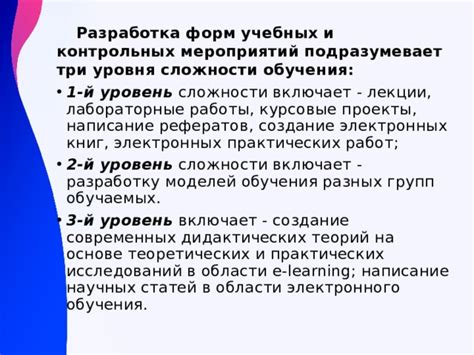 Уровень сложности учебных программ