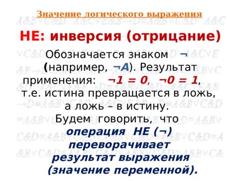 Условия применения выражения