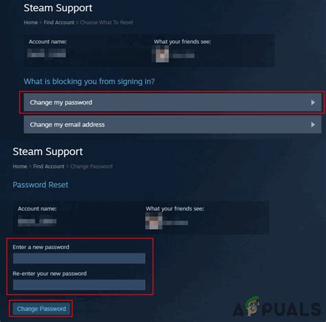 Установка нового пароля для аккаунта Steam