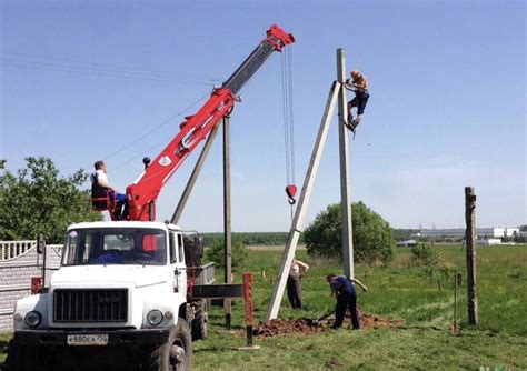 Установка основных опор и столбов