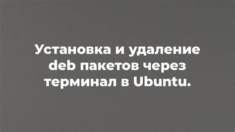 Установка пакетов и программ в Ubuntu через терминал