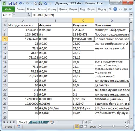 Форматирование чисел в текстовый формат в Excel