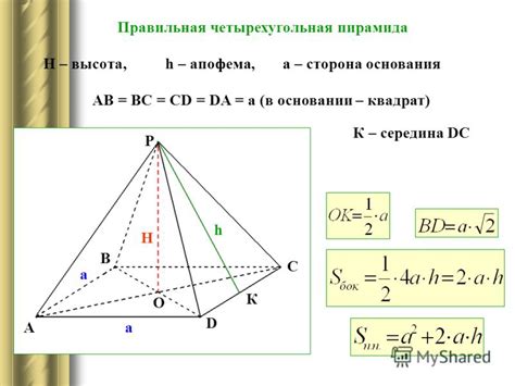 Формула для вычисления высоты усеченной пирамиды