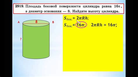 Формула для вычисления площади боковой поверхности цилиндра: