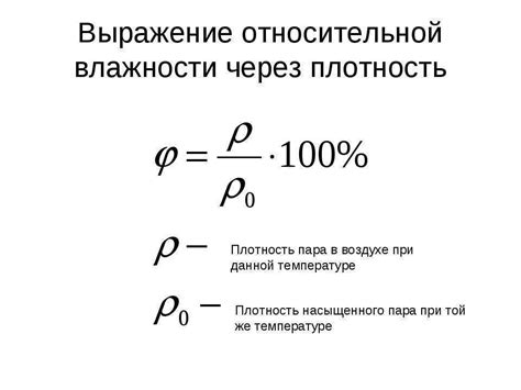 Формула для расчета абсолютной влажности воздуха