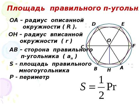 Формула для расчета радиуса по площади окружности