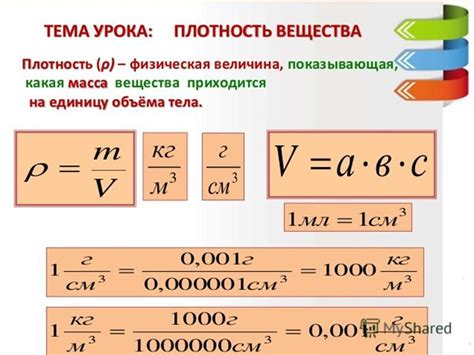 Формулы для нахождения массы: