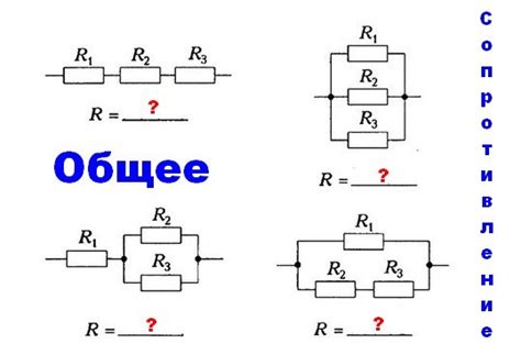 Формулы для расчета общего сопротивления для разных соединений резисторов