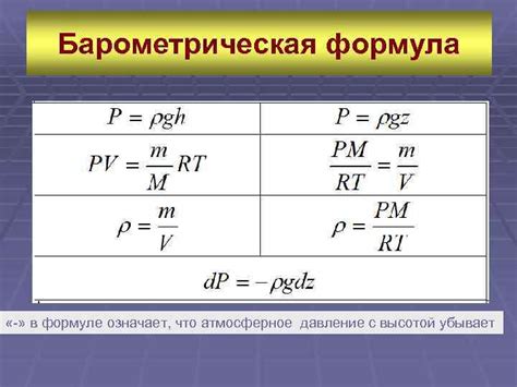 Формулы и расчеты давления воздуха на поверхность