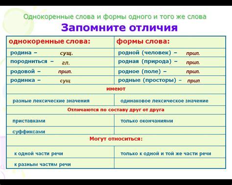 Формы слова и его синонимы