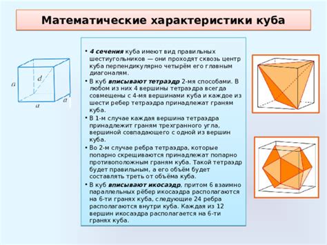 Характеристики куба