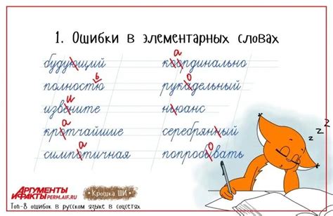 Частые ошибки в правописании