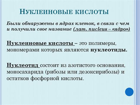 Что такое нуклеиновые кислоты