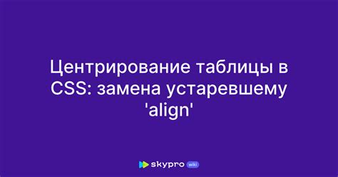 Что такое центрирование таблицы на CSS?