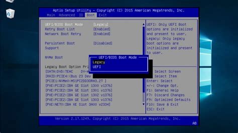 Шаги для отключения UEFI в BIOS