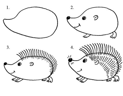 Шаги для рисования ежика по клеточкам