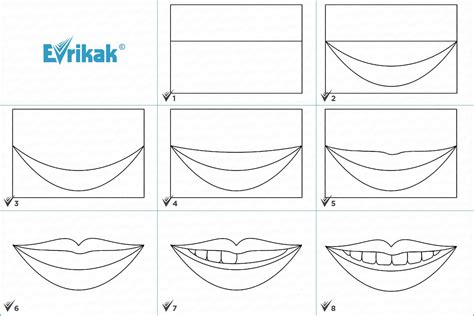 Шаги для рисования улыбки с помощью карандаша