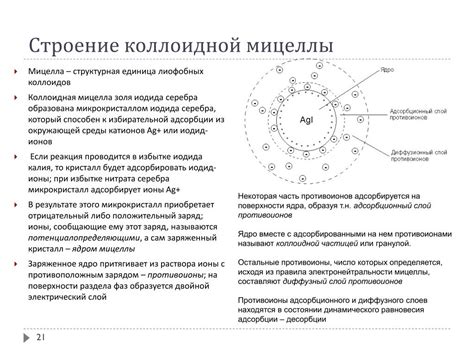 Шаги построения мицеллы золя: