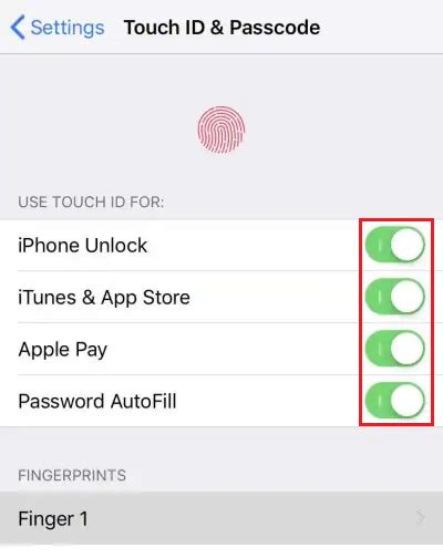 Шаг 1: Активация Touch ID